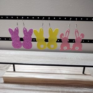 Handmade Faux Leather Easter Earrings Set Of 3